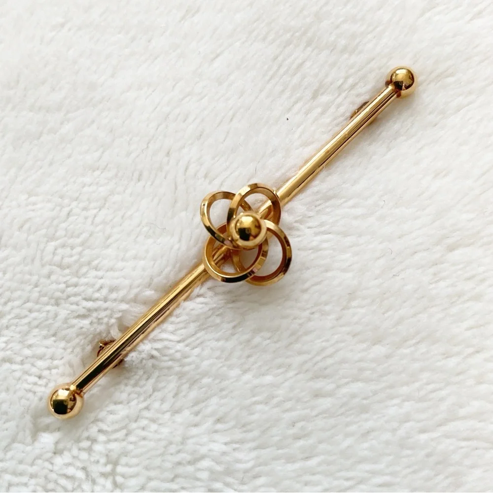 Vintage Van Dell 12K Gold Filled Bar Brooch Knot Mid Century